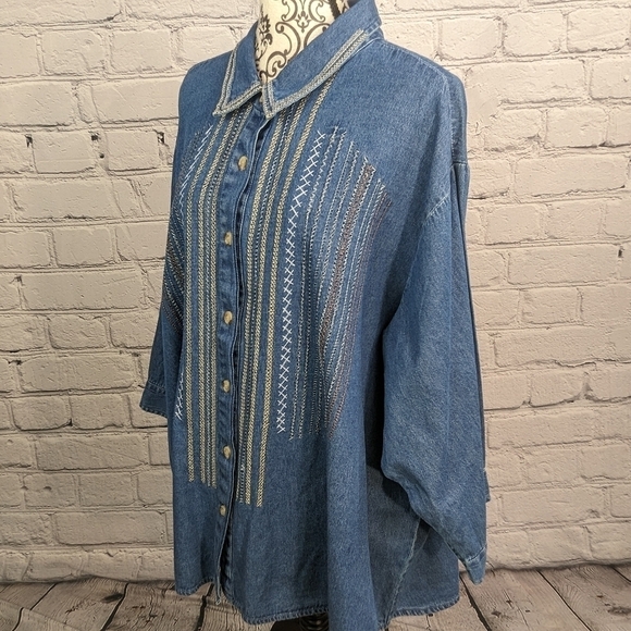 Maggie & Max Women's Long Sleeve Button Up Stitch Front Top Plus Size 4x B18 - Picture 8 of 9